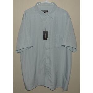 Linea Dome Men’s 2XLT 18-18.5 SS Button Shirt Light Blue Check NWT Sueded Micro